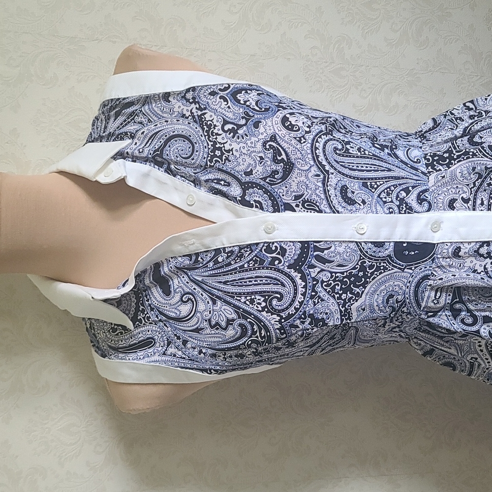 Trina Turk Paisley Blue White Silk Dress - Picture 2 of 7